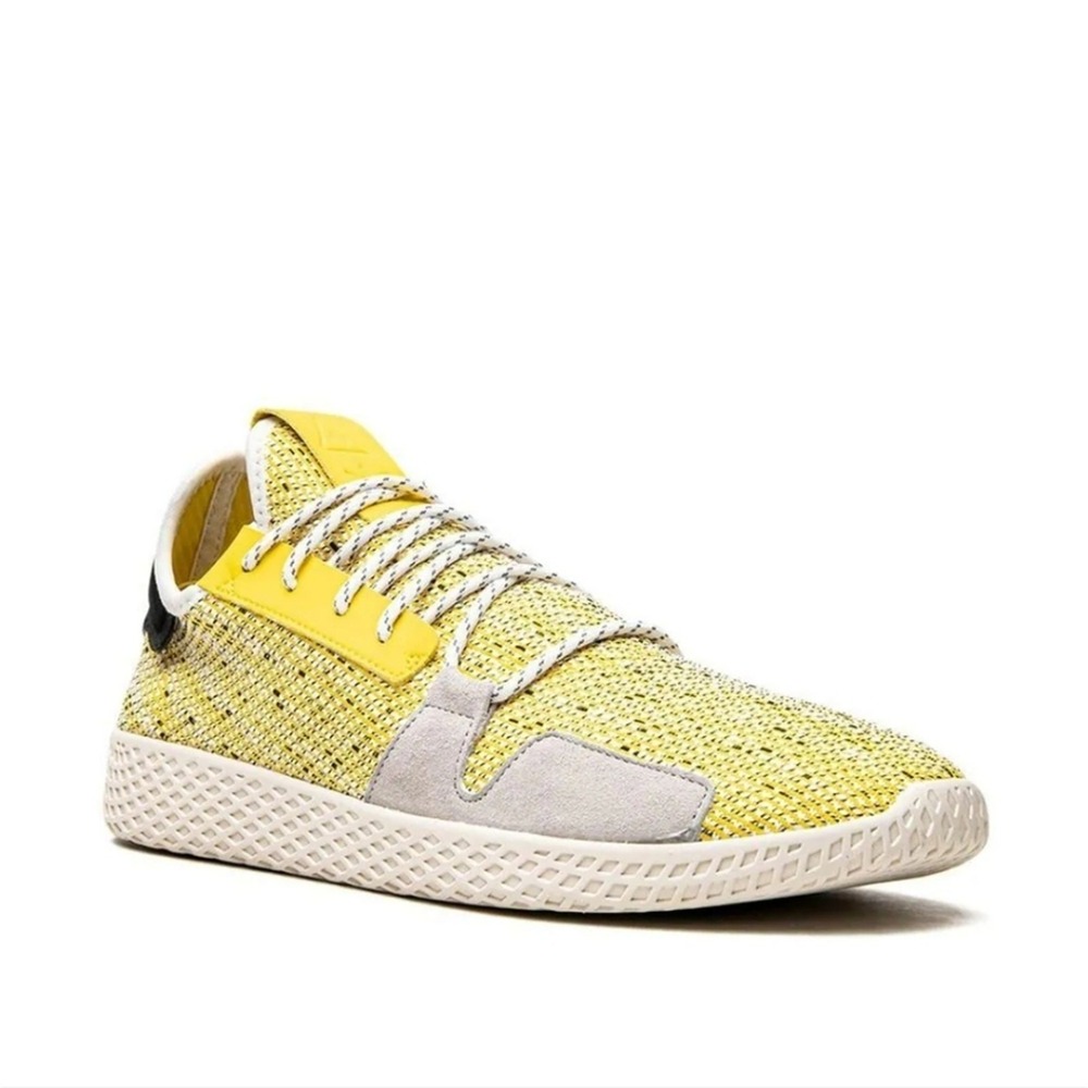 Adidas Pharrell Williams Yellow Knit Tennis Hu V2 Sneakers Men's Size 8‎